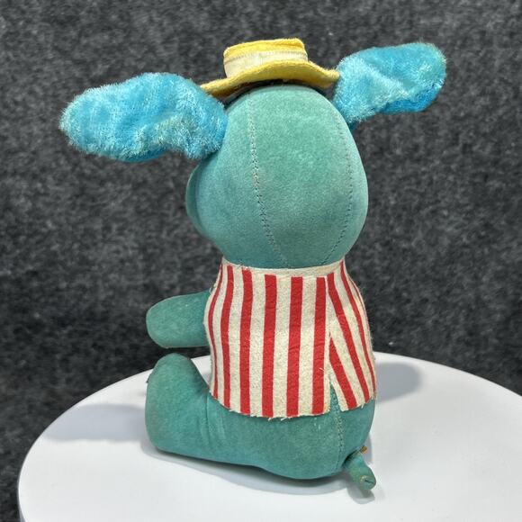 Vintage Dream Pets Plush Dog Blue Hat Striped Vest Japan Kitsch MCM Collectible - Picture 4 of 12